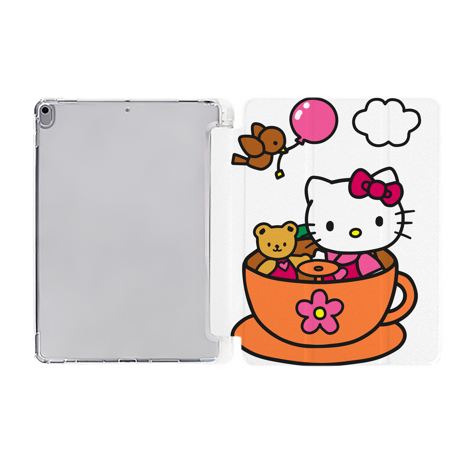 （画像用） Hello Kitty ハローキティ IPad ケース ペン収納付き 三つ折りスタンド PUレザー×シリコン 対応機種9.5/10.5/10.9インチ
